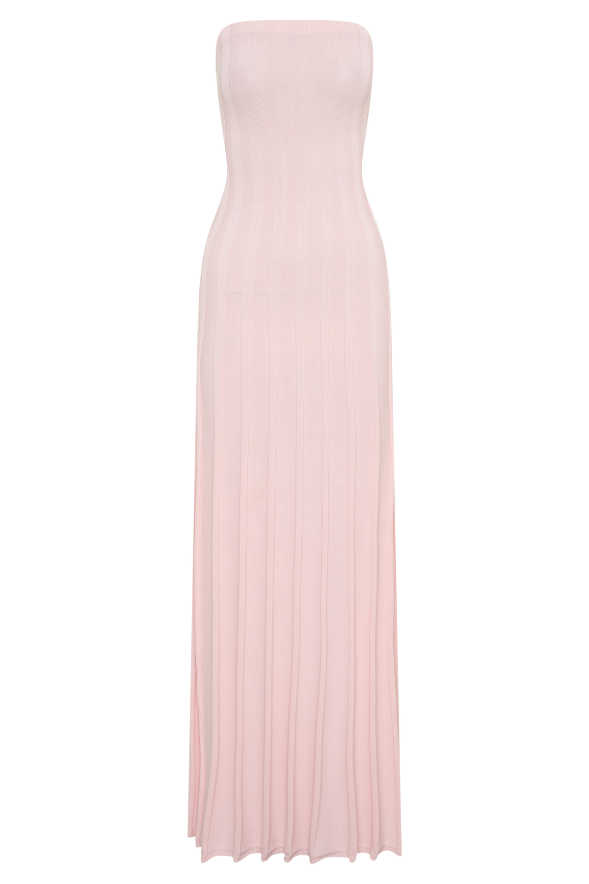 Ribbed Strapless Maxi Dress - Baby Pink