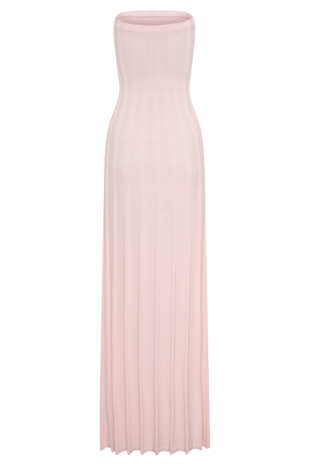 Ribbed Strapless Maxi Dress - Baby Pink
