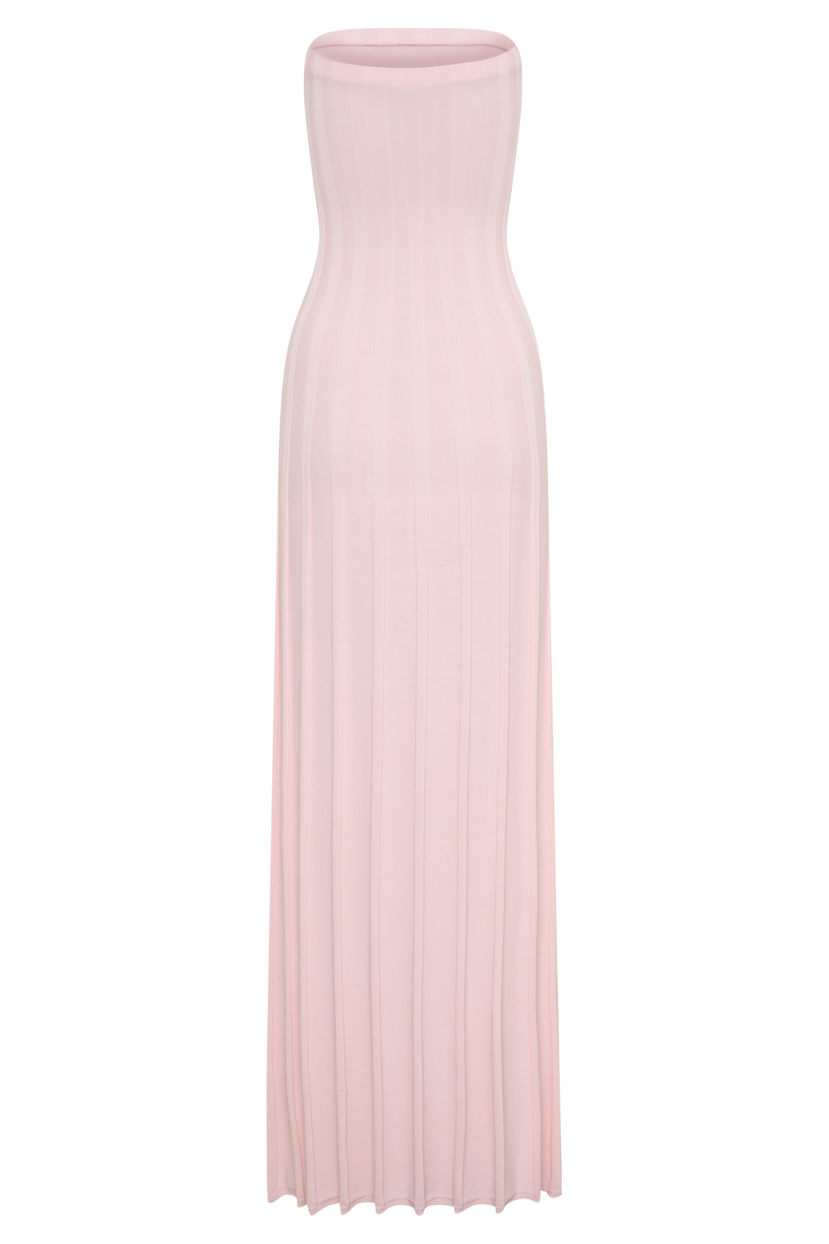 Ribbed Strapless Maxi Dress - Baby Pink