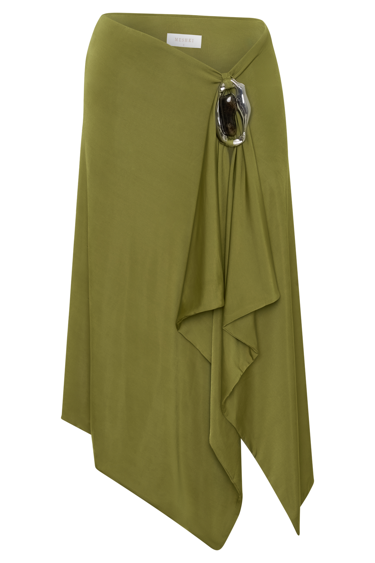 Hankie Midi Skirt with Hardware - Martini Olive