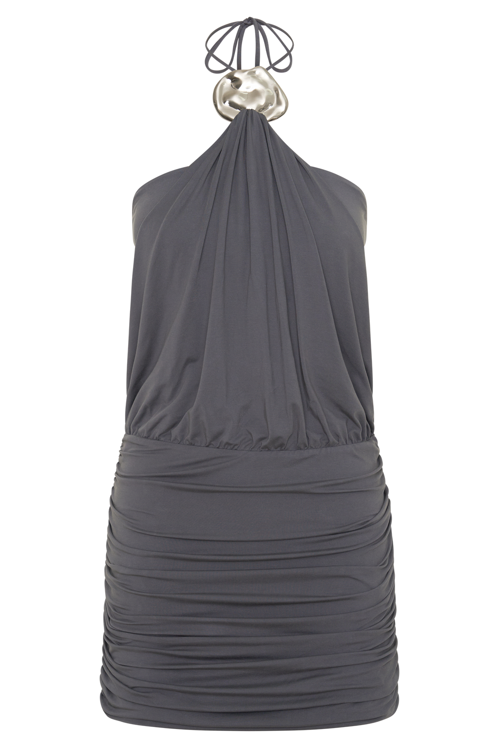 Halter With Hardware Mini Dress - Grey