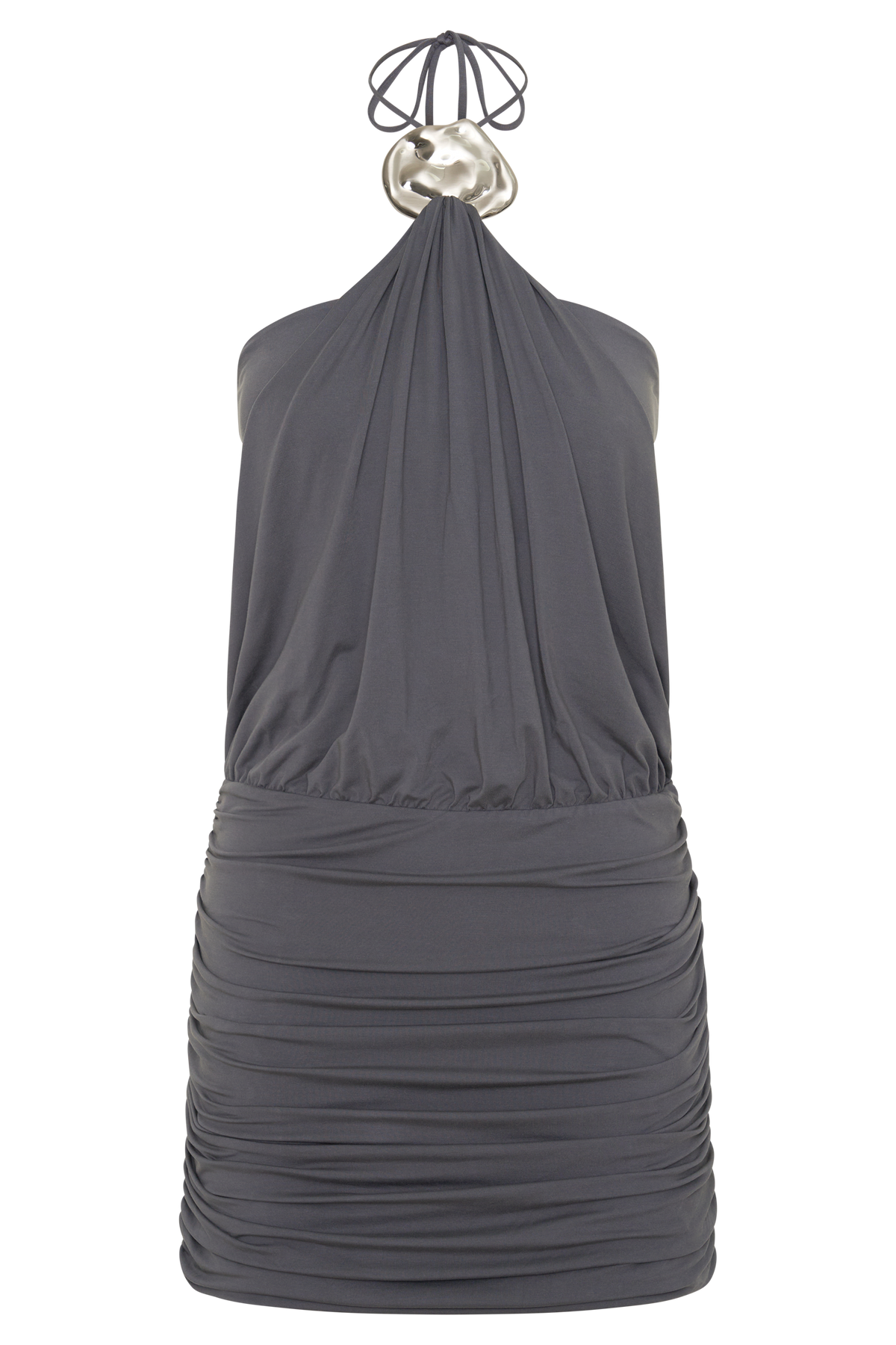 Halter With Hardware Mini Dress - Grey