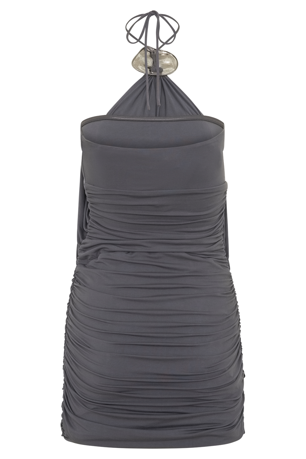 Halter With Hardware Mini Dress - Grey