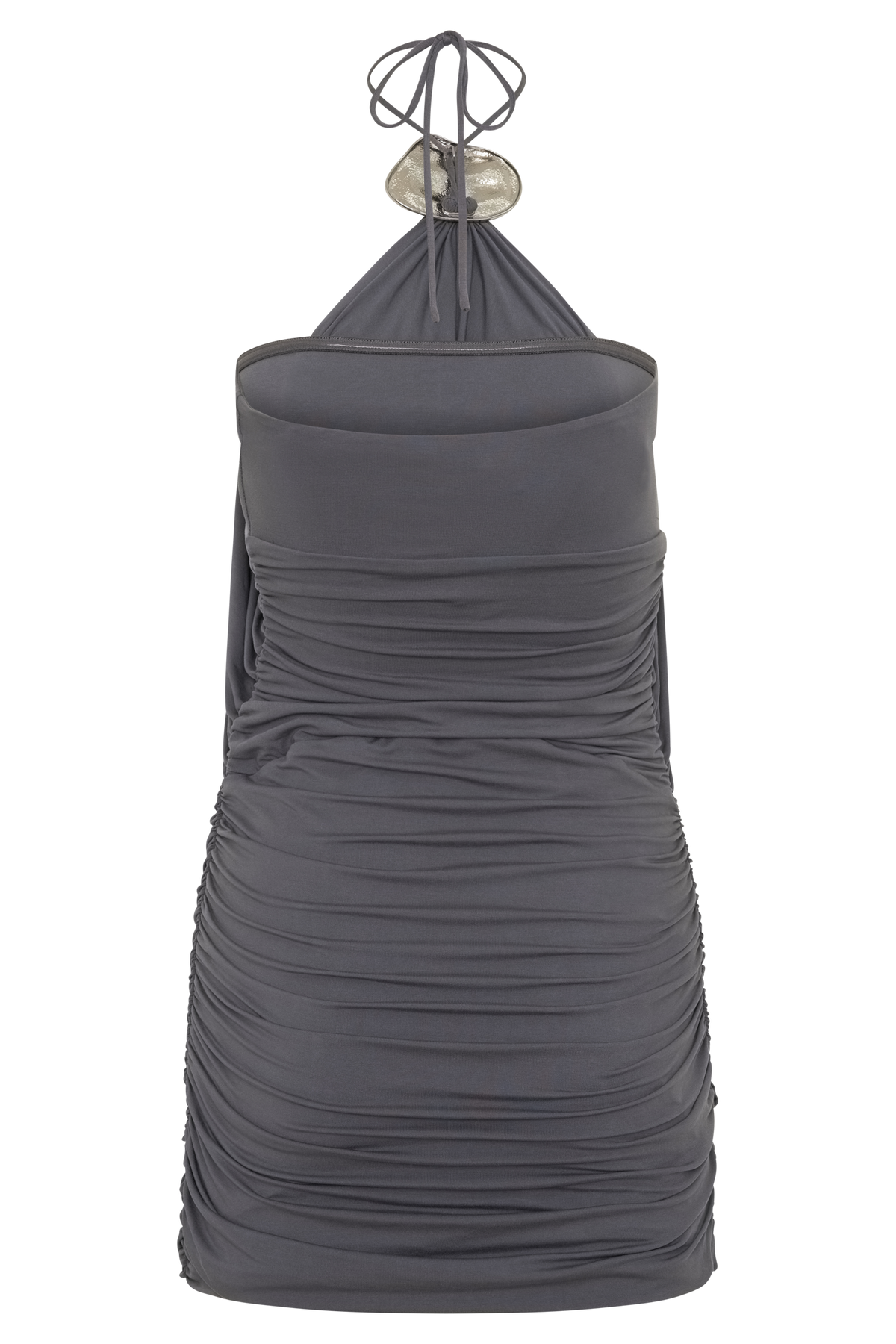 Halter With Hardware Mini Dress - Grey
