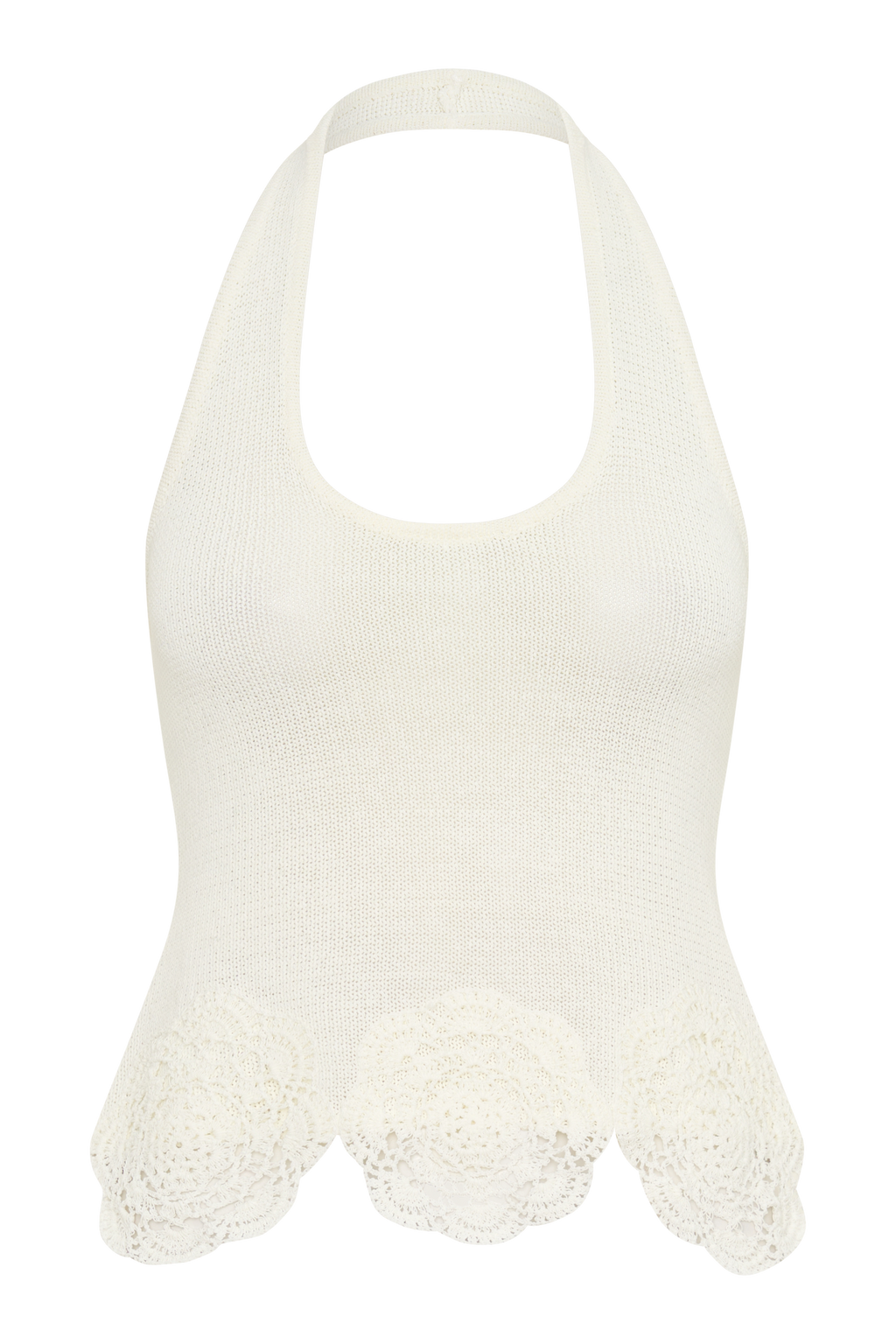 Crochet Halter Longline Top - Ivory