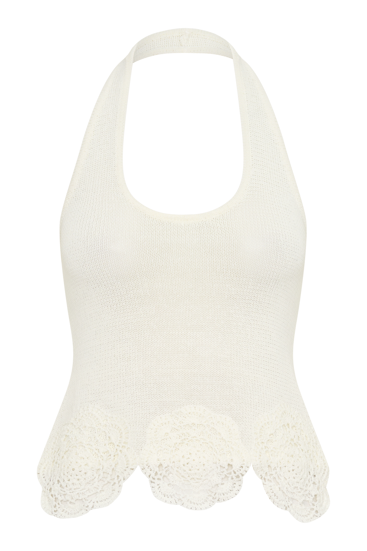 Crochet Halter Longline Top - Ivory