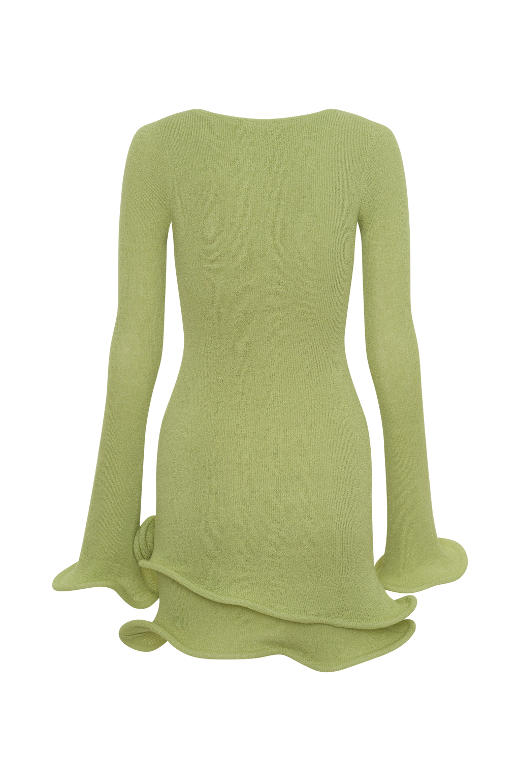 Knit Long Sleeve Mini Dress - Light Olive