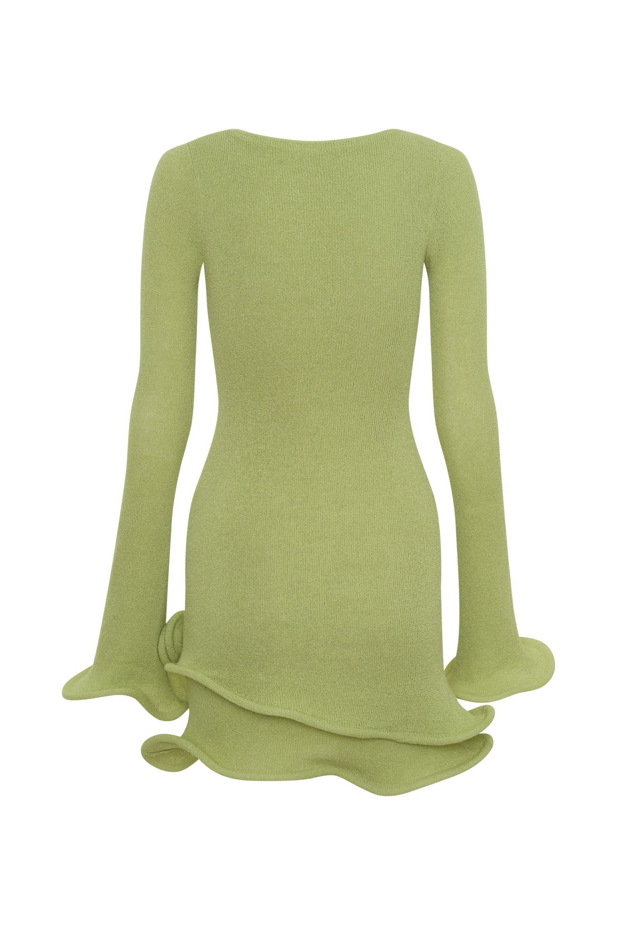 Knit Long Sleeve Mini Dress - Light Olive