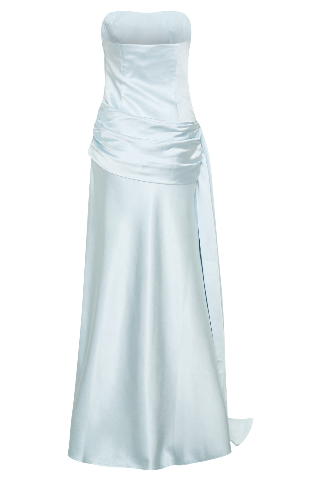 Strapless Maxi Dress With Waist Tie - Ice Blue