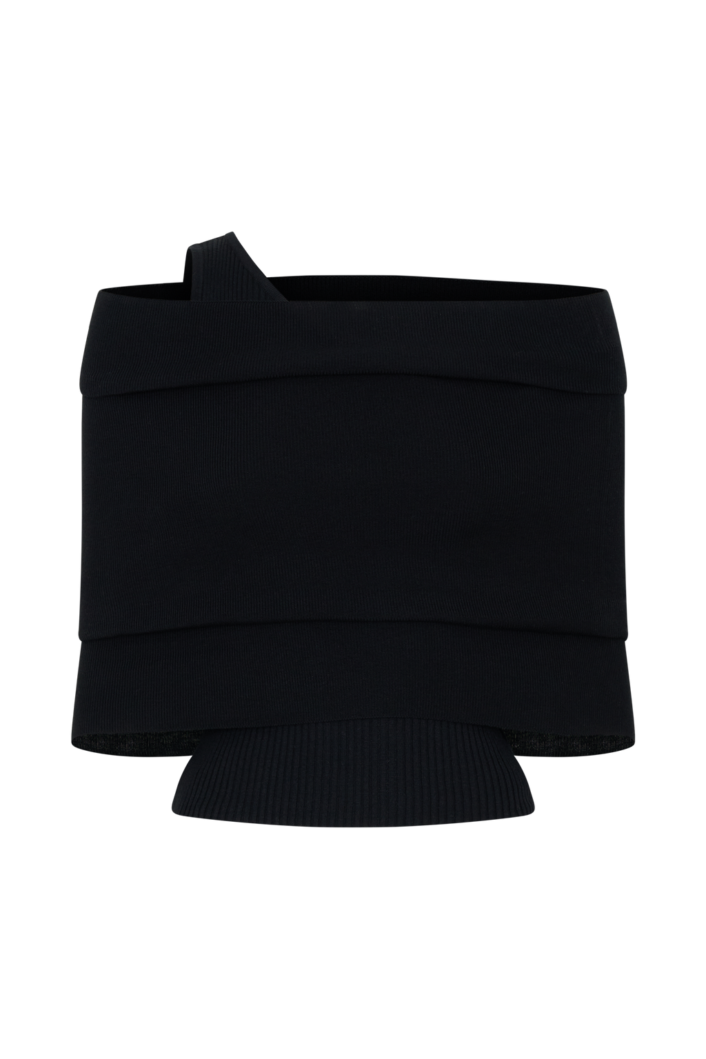 Asymmetrical Cashmere Blend Knit Top - Black