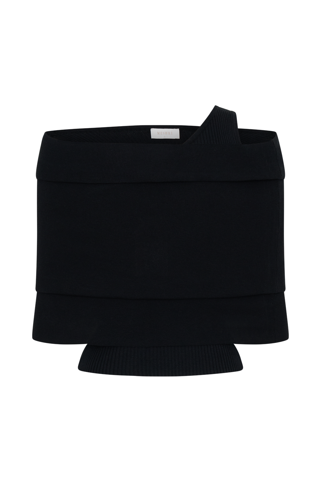 Asymmetrical Cashmere Blend Knit Top - Black