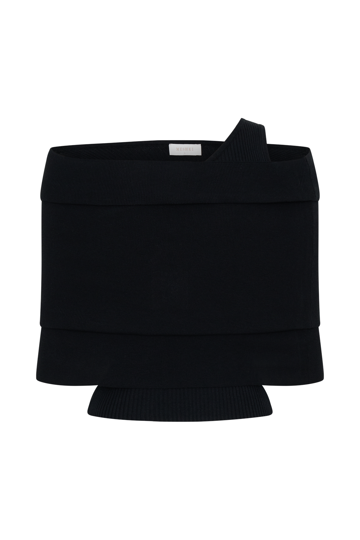 Asymmetrical Cashmere Blend Knit Top - Black