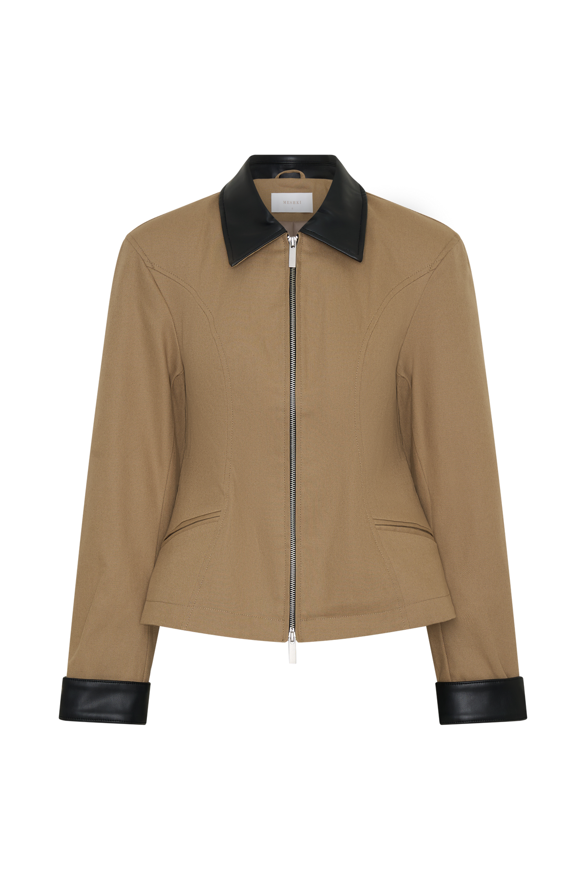 Zip Up Collared Jacket - Natural