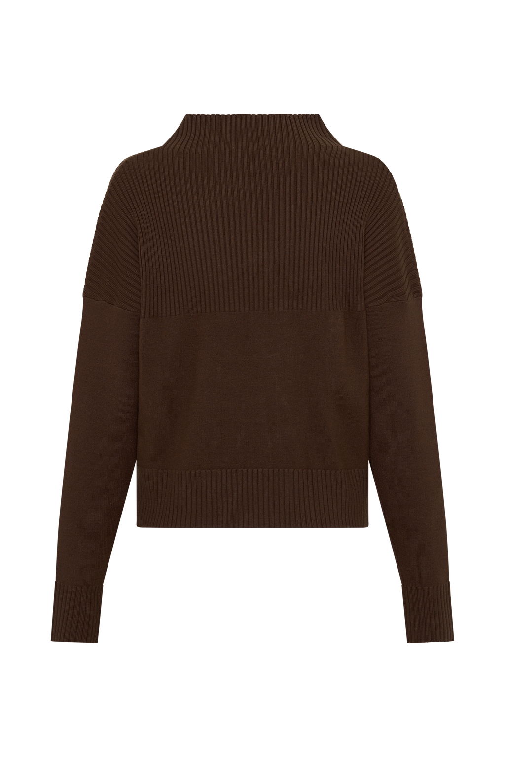 Ribbed High Neck Jumper - Chocolate
