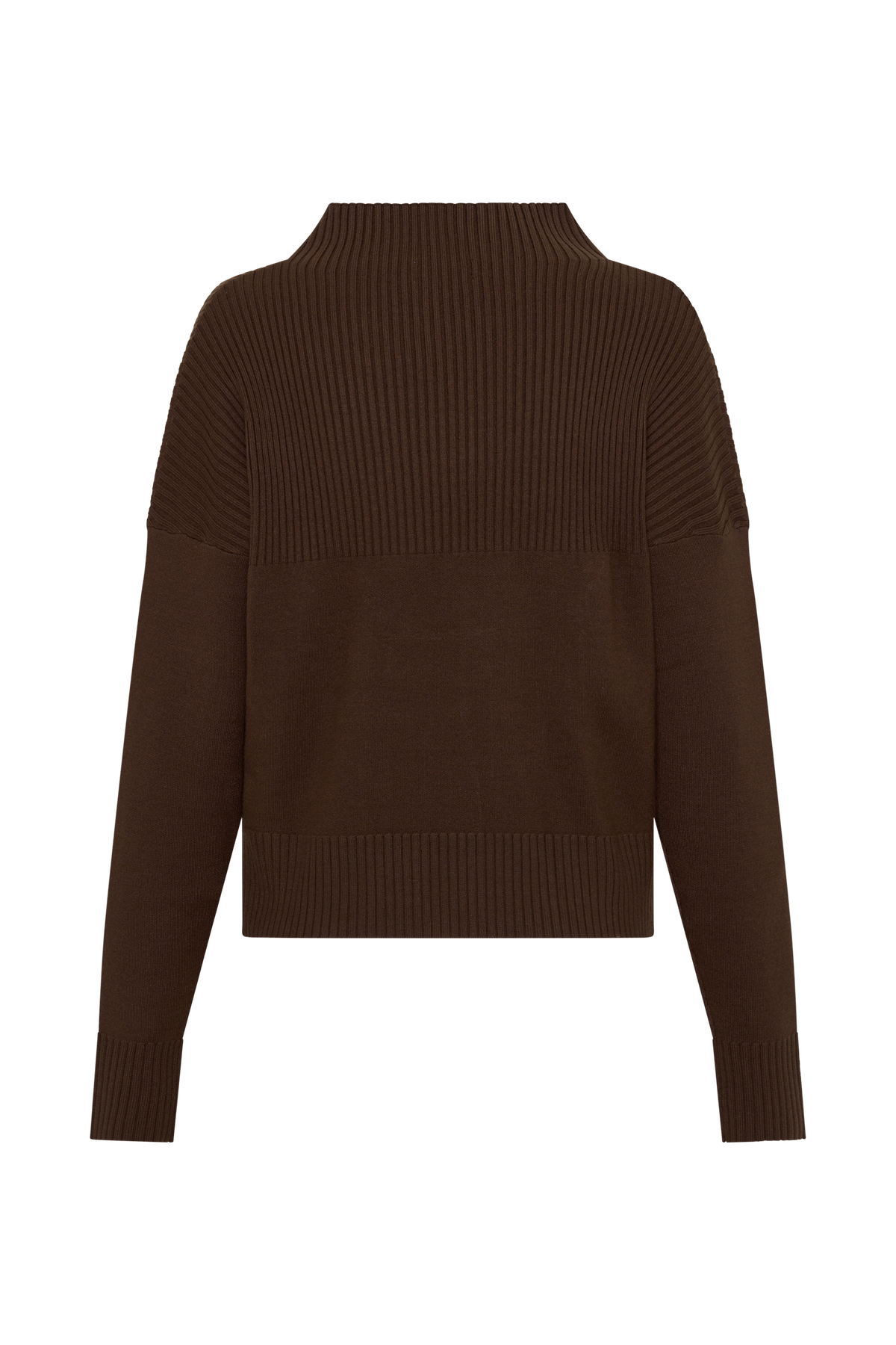 Ribbed High Neck Jumper - Chocolate