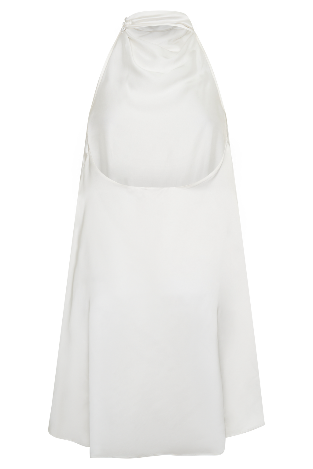 Asymmetrical Satin Halter Mini Dress - Ivory