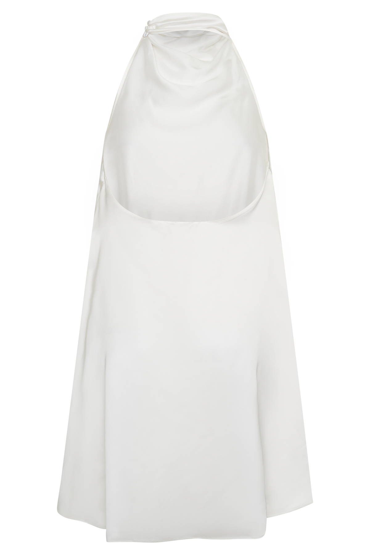Asymmetrical Satin Halter Mini Dress - Ivory
