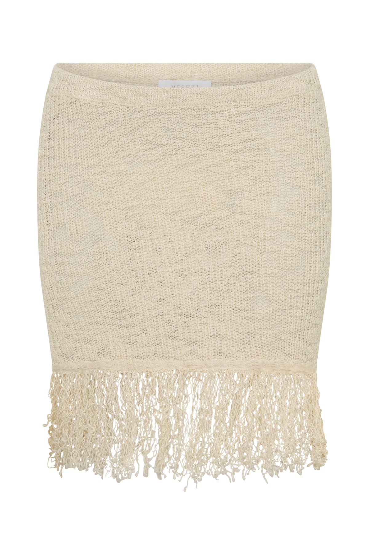 Fringe Knit Mini Skirt - Cream