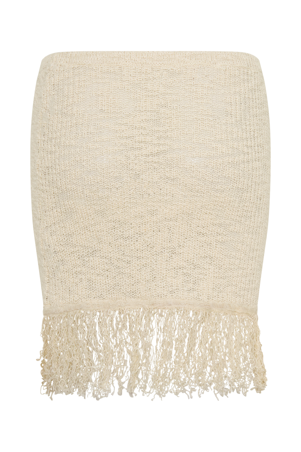 Fringe Knit Mini Skirt - Cream