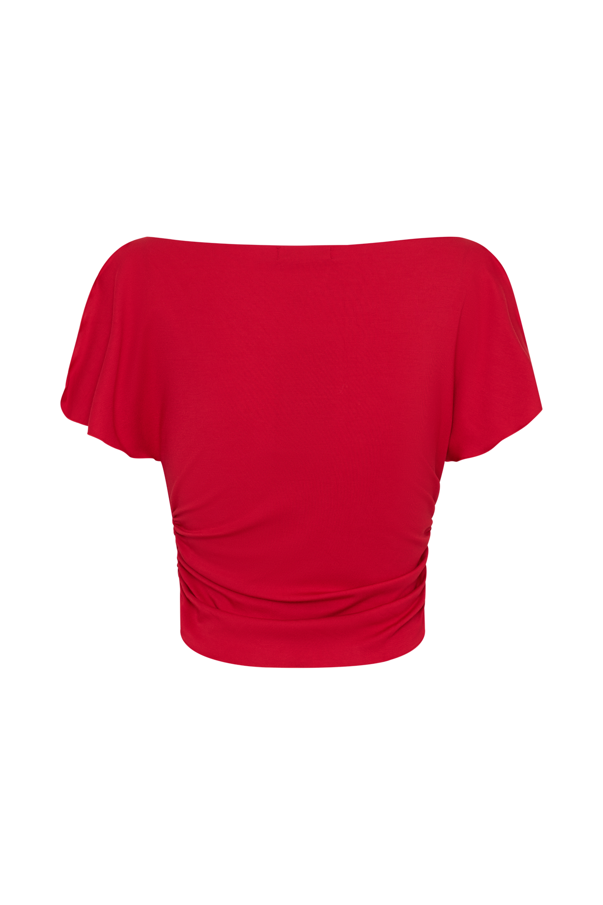 Modal Flounce Short Sleeve Top - Red
