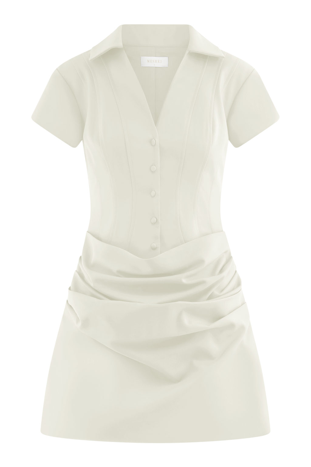 Collared Cotton Mini Dress - White