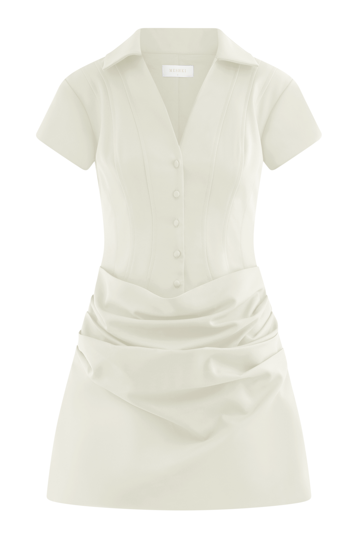 Collared Cotton Mini Dress - White
