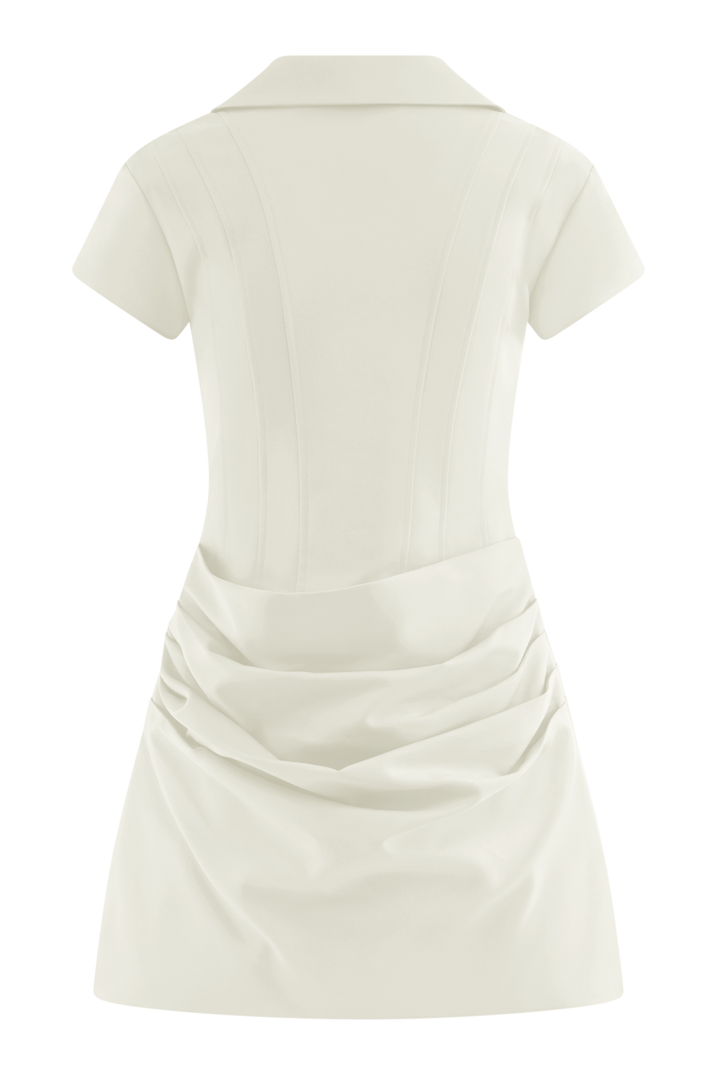 Collared Cotton Mini Dress - White