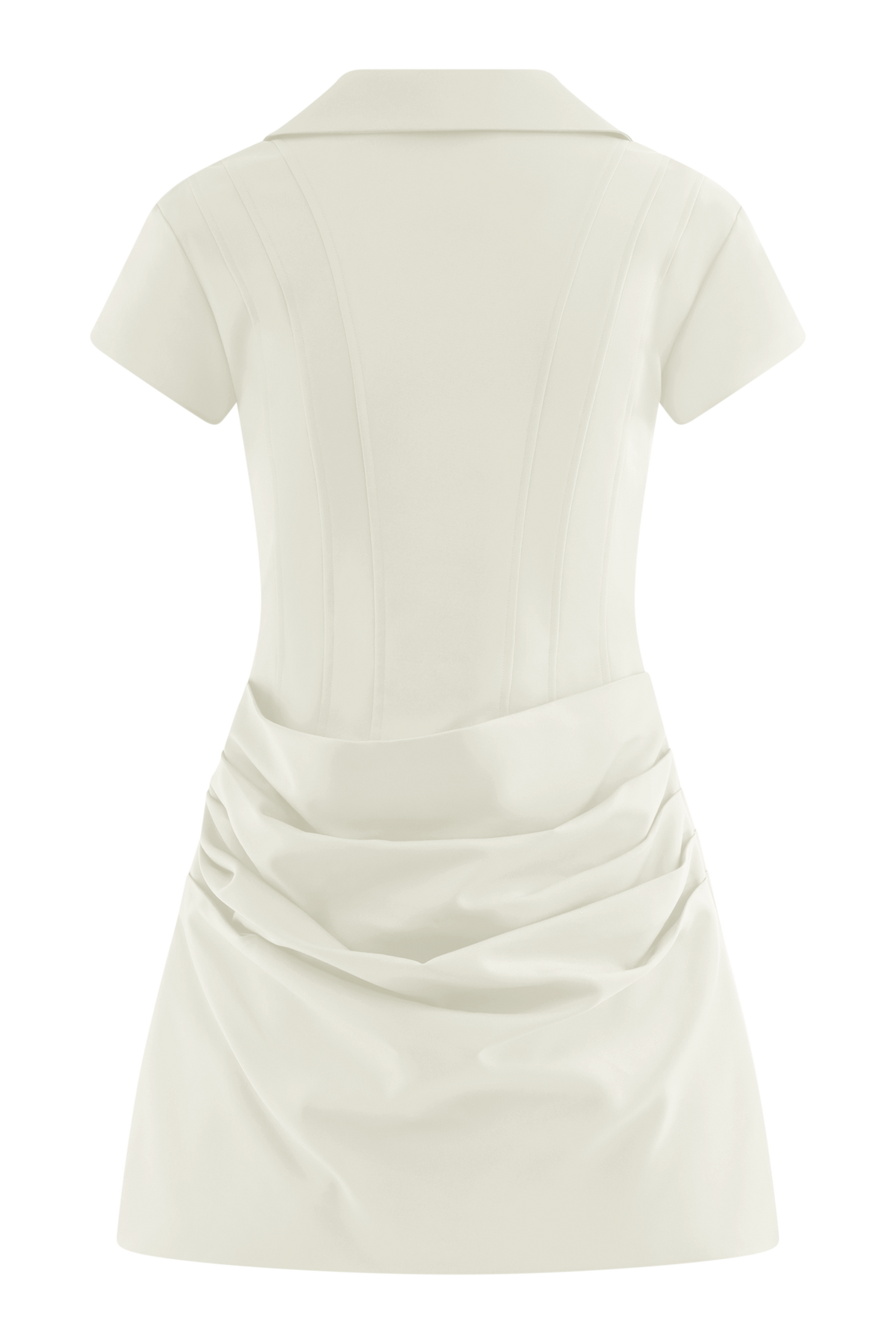 Collared Cotton Mini Dress - White