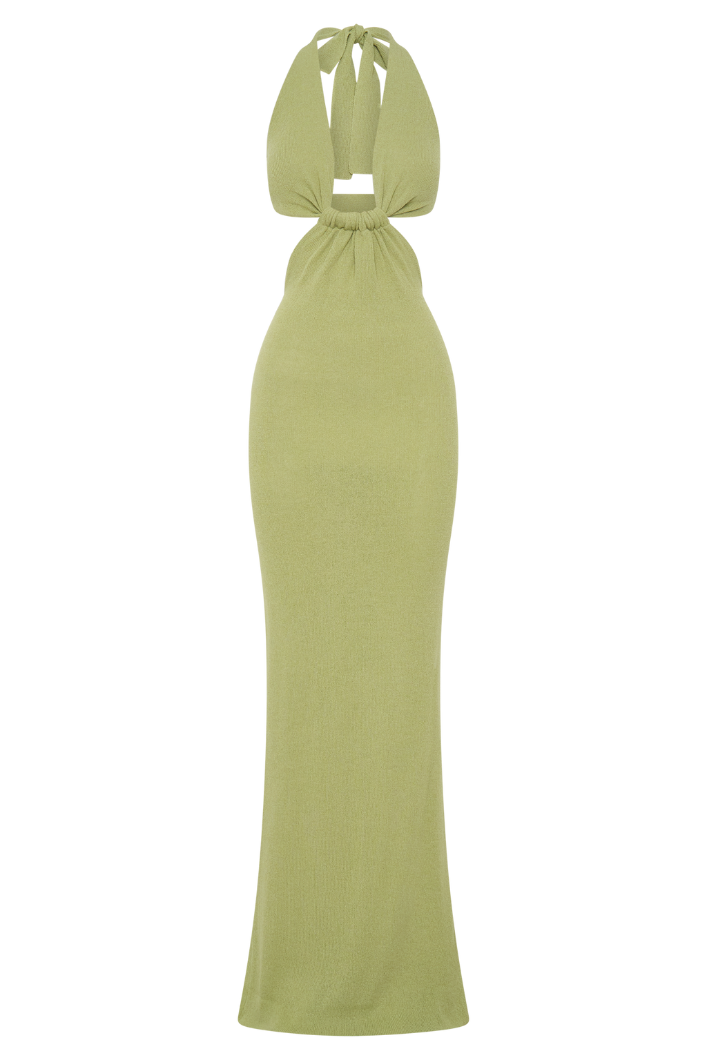 Halter Knit Maxi Dress - Light Olive