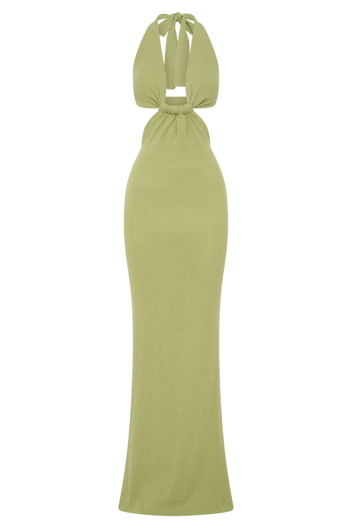 Halter Knit Maxi Dress - Light Olive