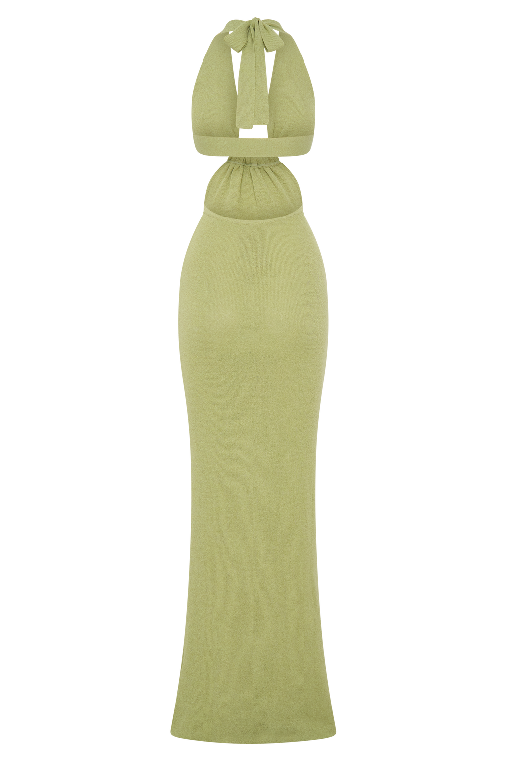 Halter Knit Maxi Dress - Light Olive