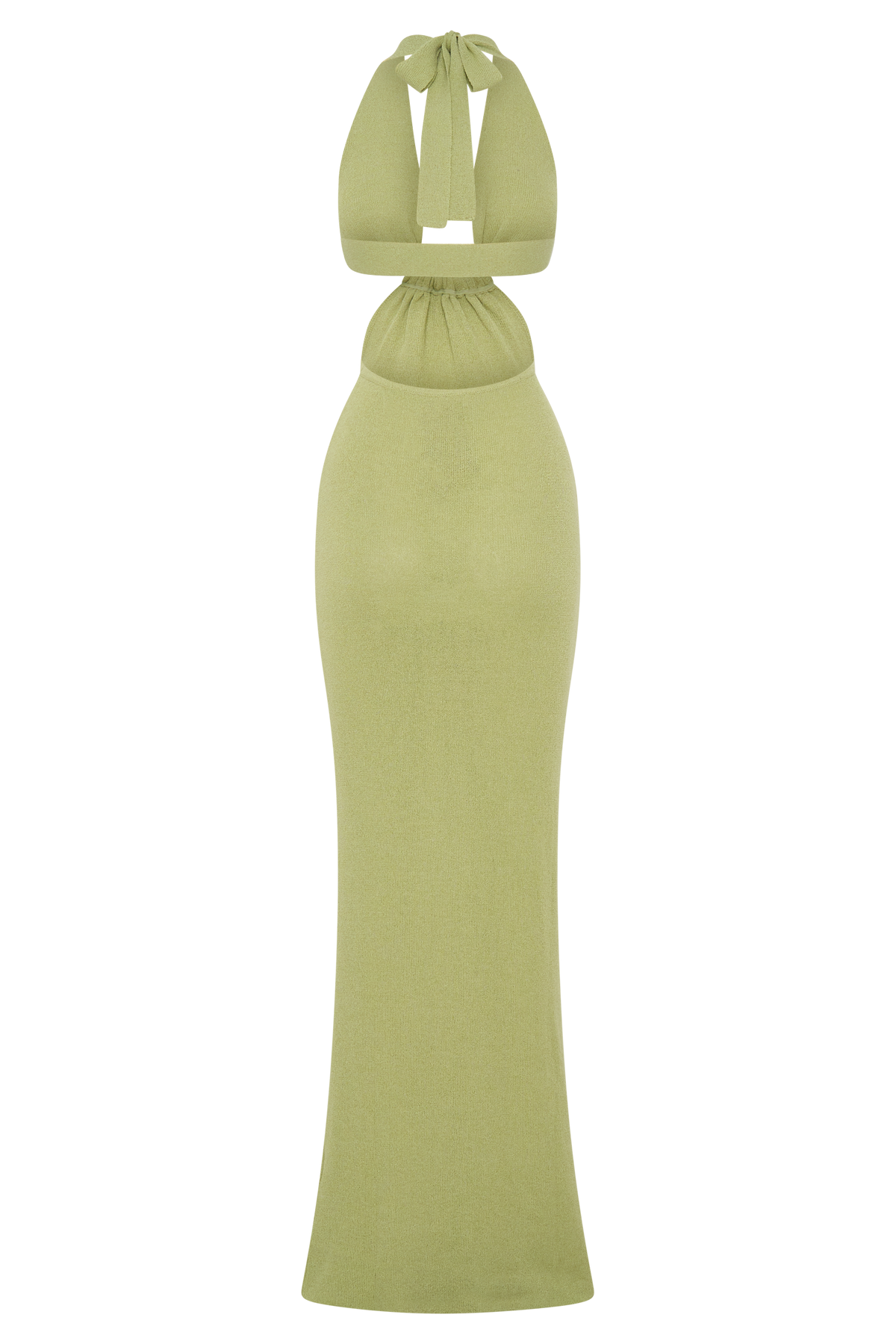 Halter Knit Maxi Dress - Light Olive