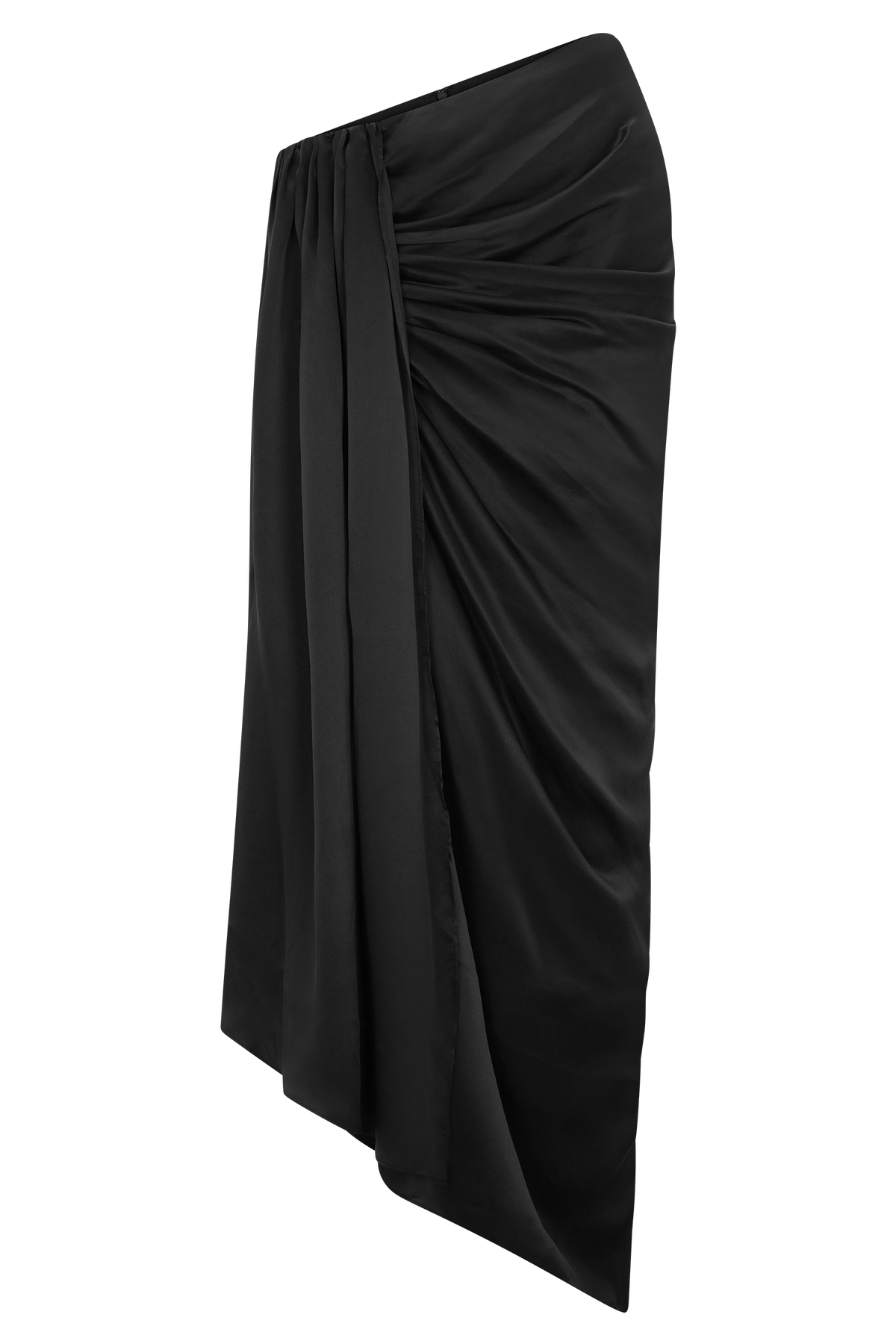 Silk Midi Skirt - Black