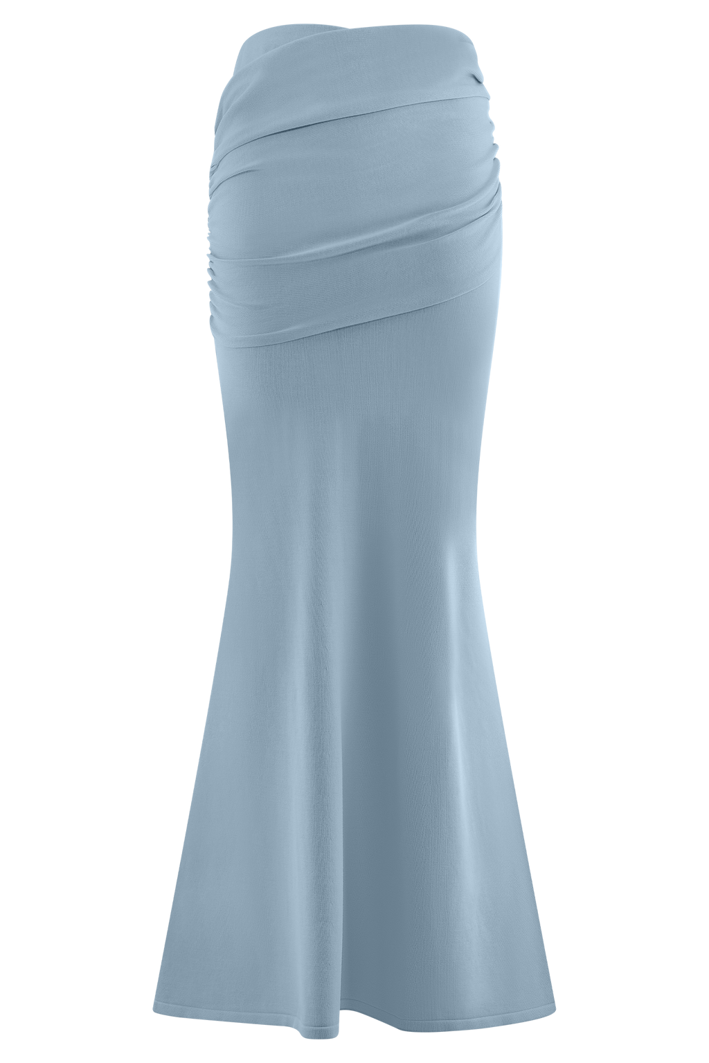 Gathered Knit Maxi Skirt - Blue