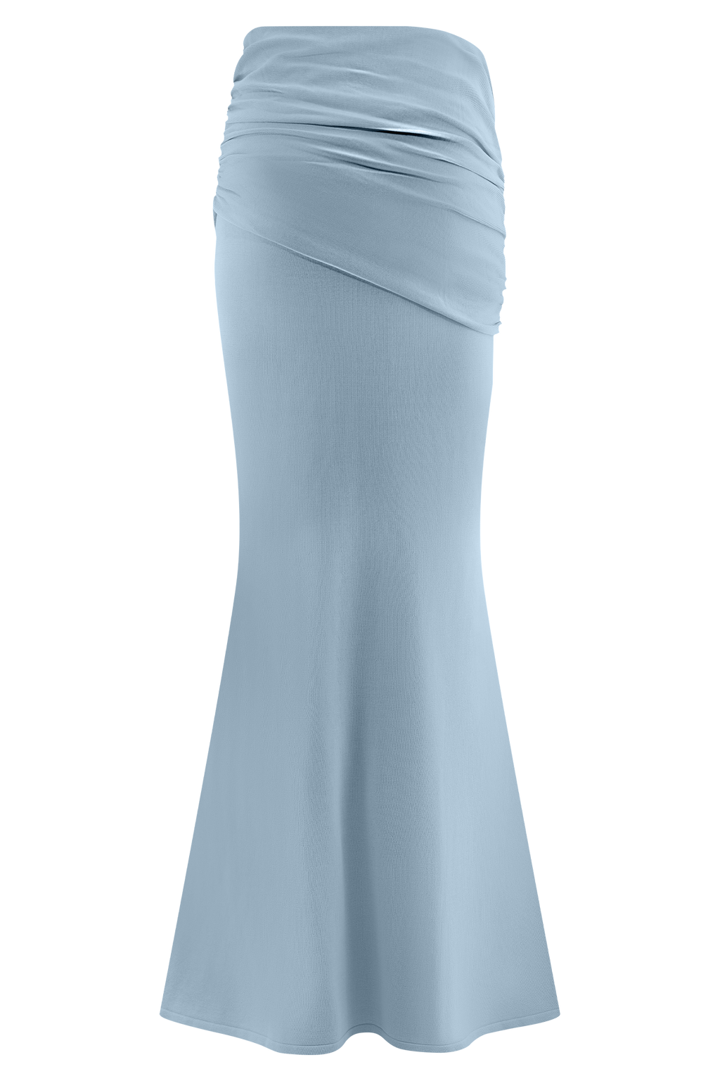 Gathered Knit Maxi Skirt - Blue