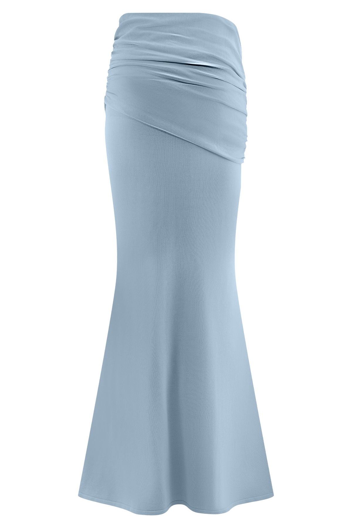 Gathered Knit Maxi Skirt - Blue