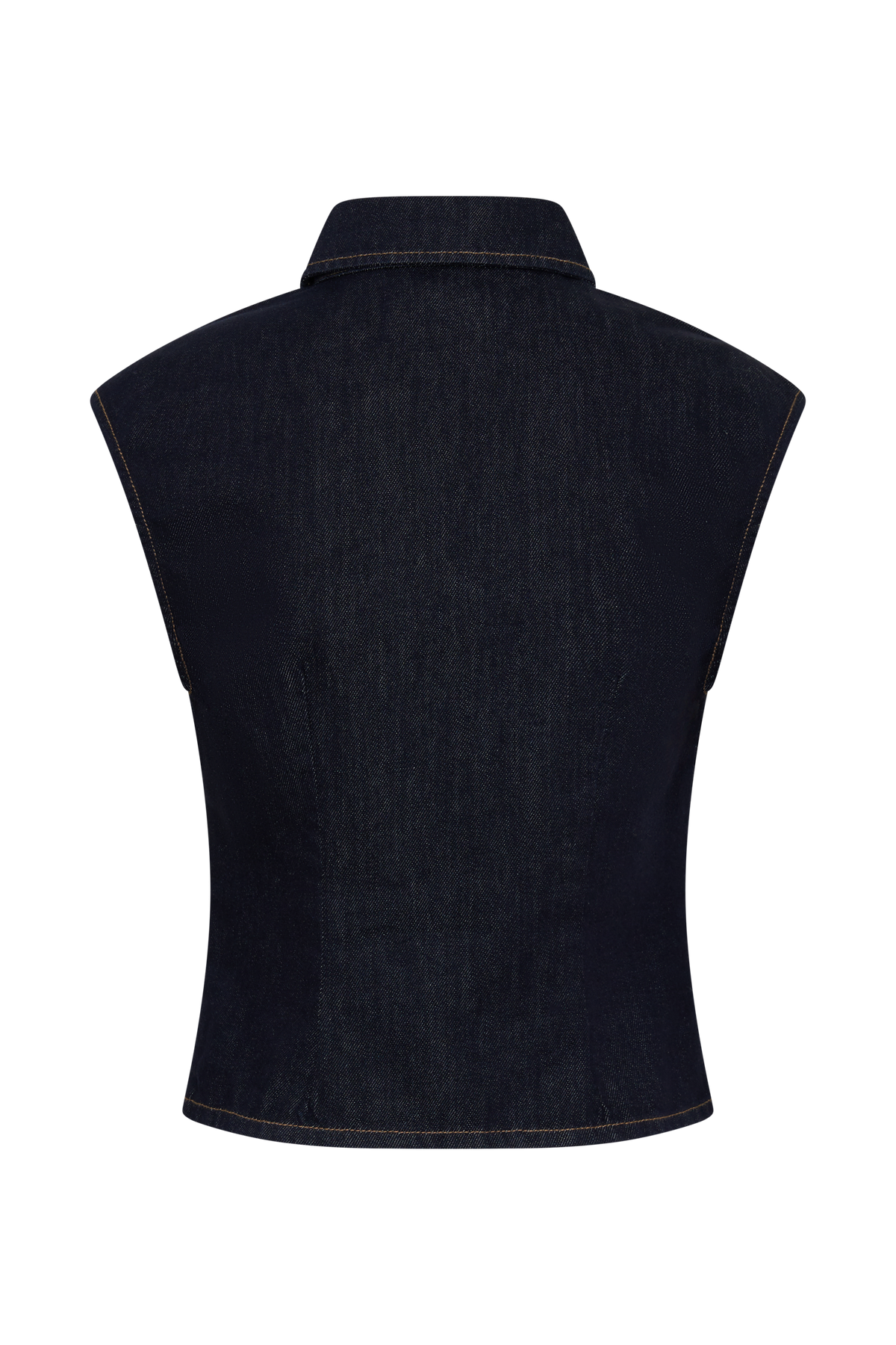 Collared Denim Longline Top - Washed Indigo Blue