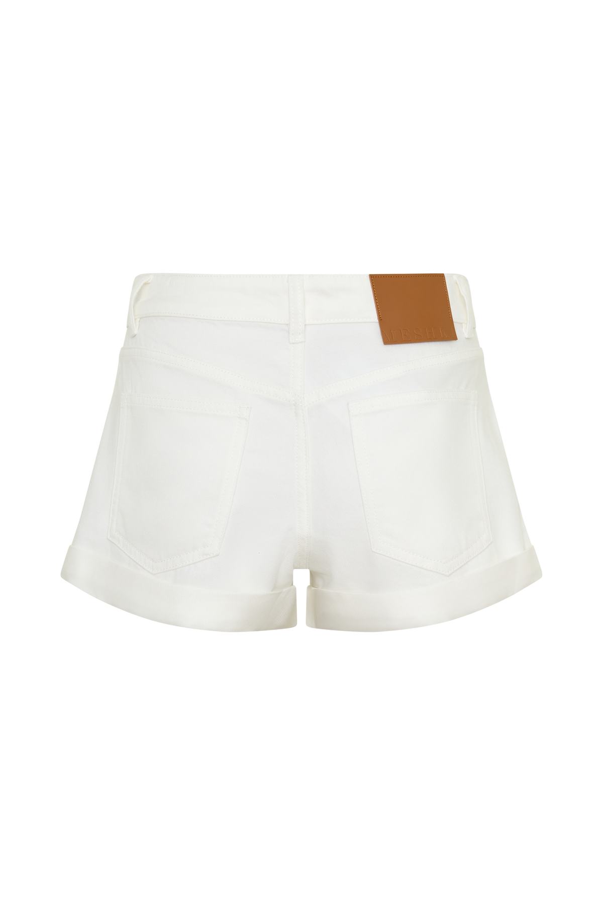 Rolled Hem Denim Shorts - White