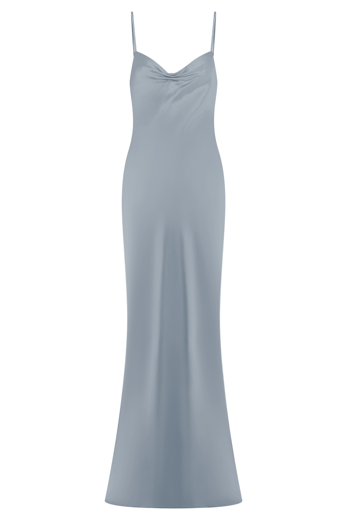 Sweetheart Satin Maxi Dress - Frosted Blue