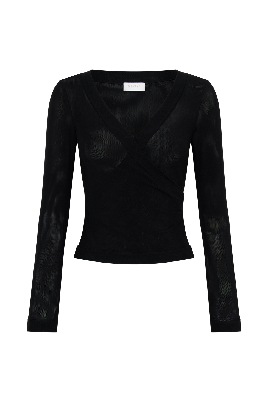 Long Sleeve Mesh Top - Black