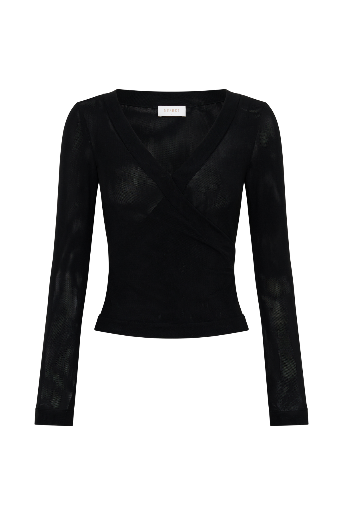 Long Sleeve Mesh Top - Black