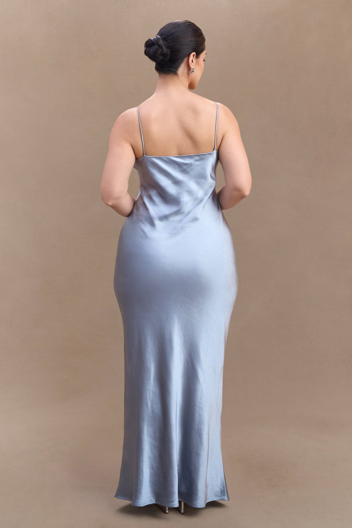 Sweetheart Satin Maxi Dress - Frosted Blue