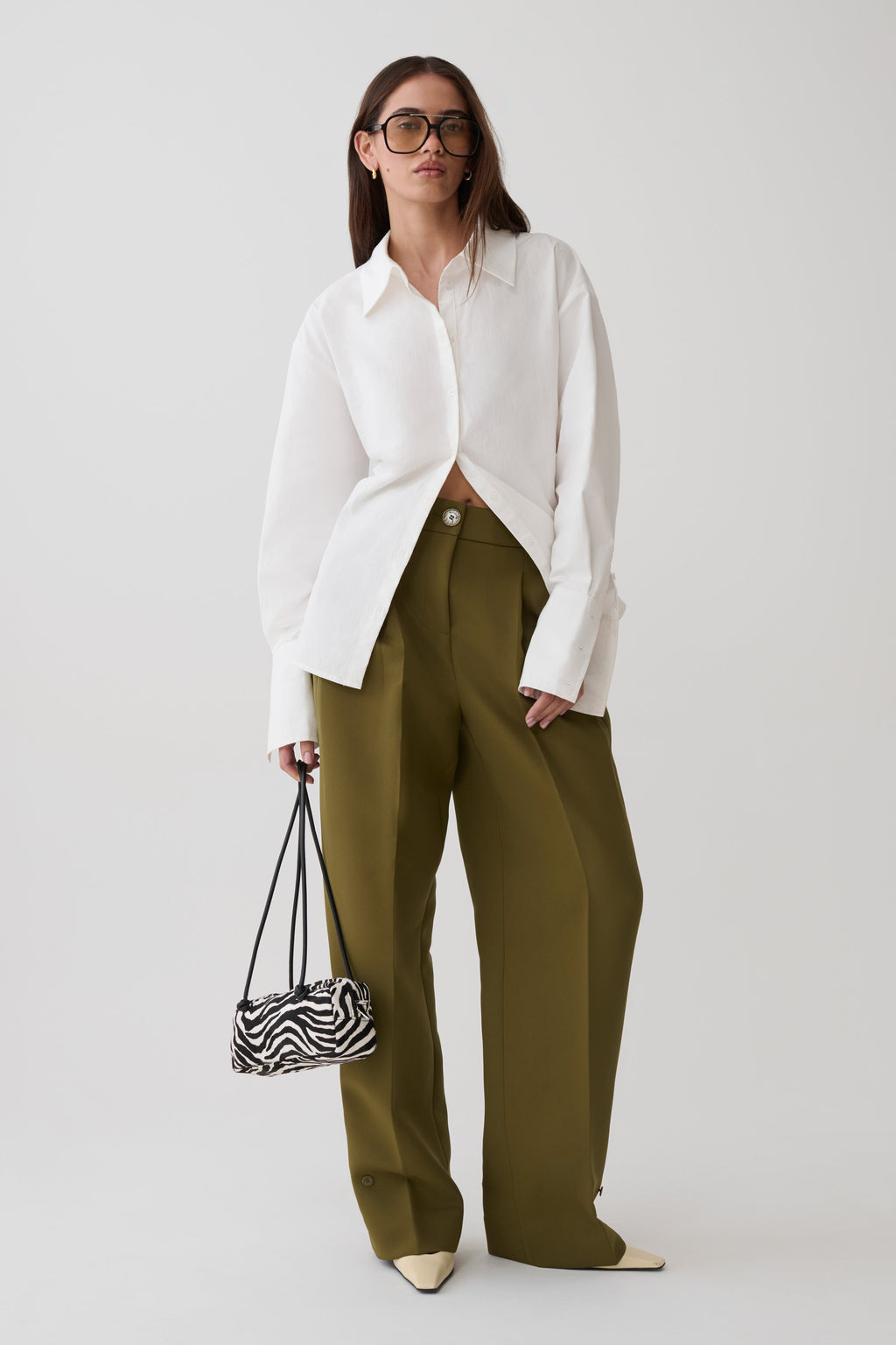 Pleated Suiting Pants - Olive