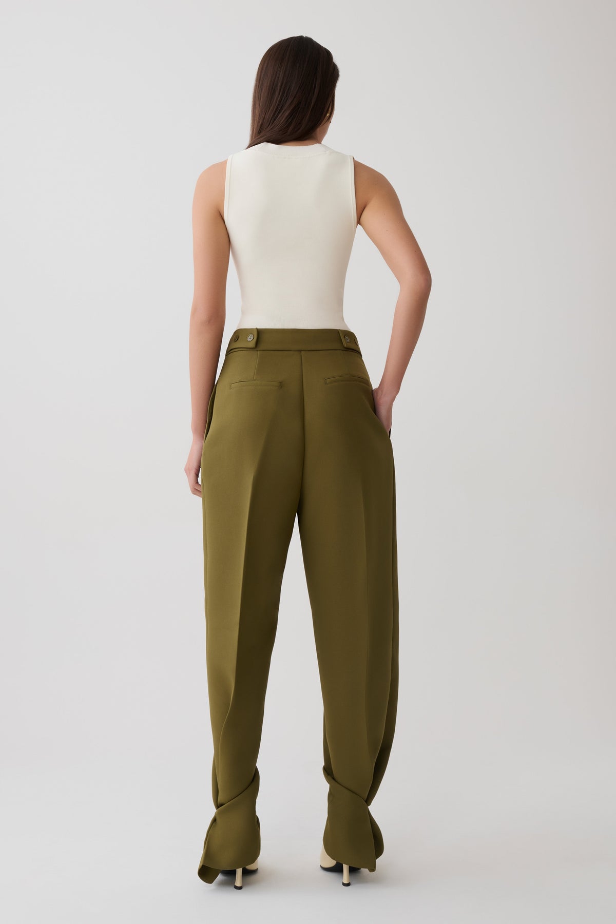 Pleated Suiting Pants - Olive