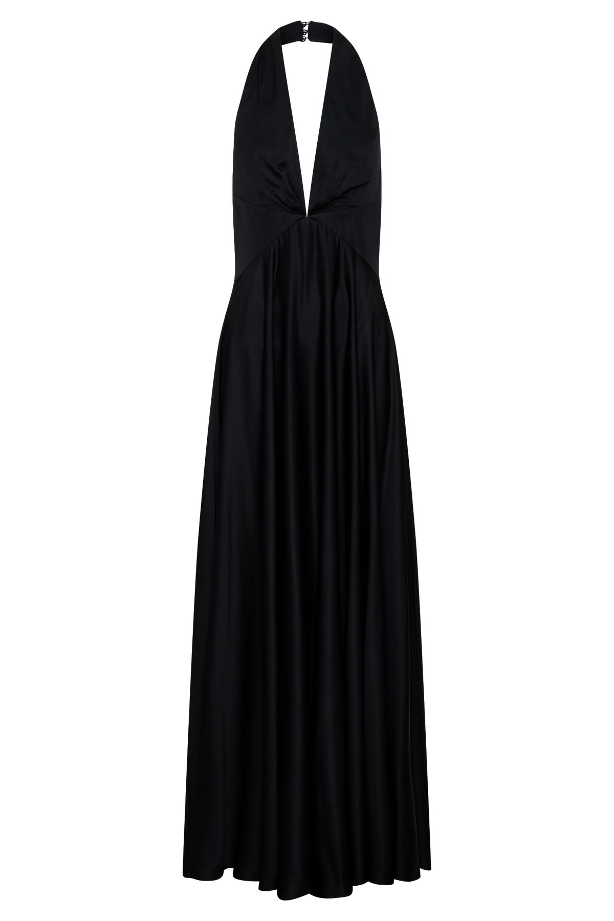 Halter Buttoned Maxi Dress - Black