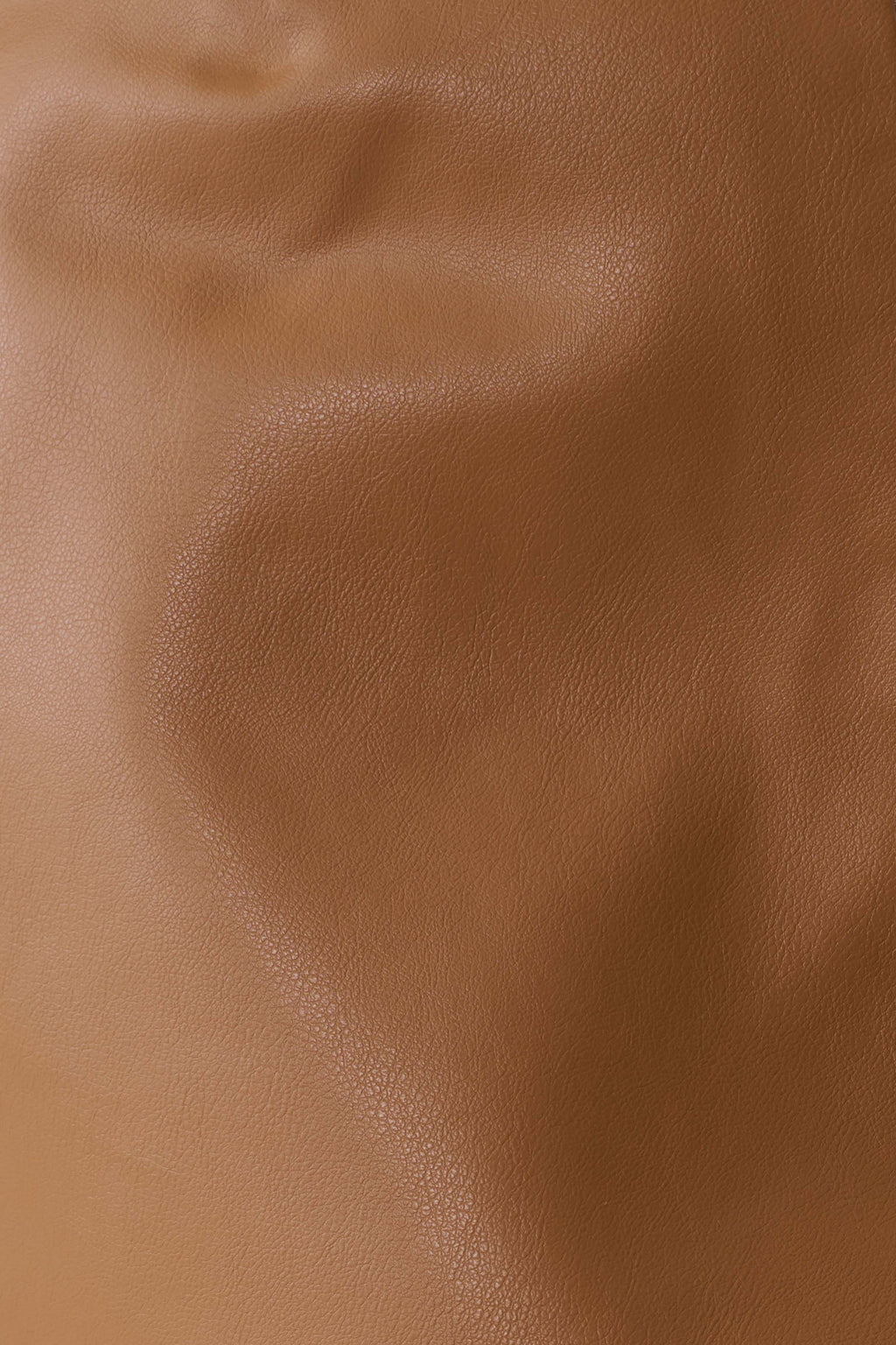 Faux Leather Midi Skirt - Cognac