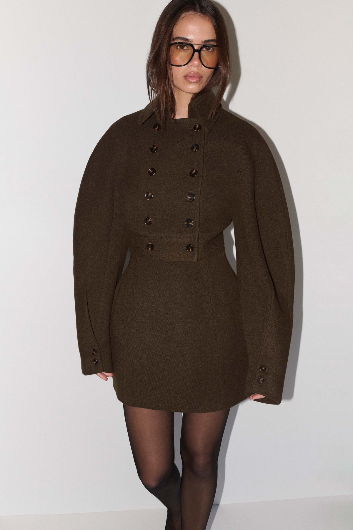 Wool Blend Mini Skirt - Chocolate