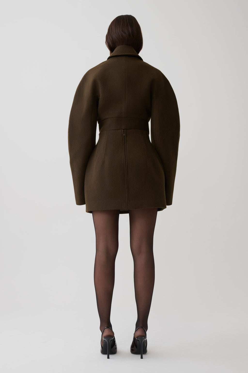 Wool Blend Mini Skirt - Chocolate