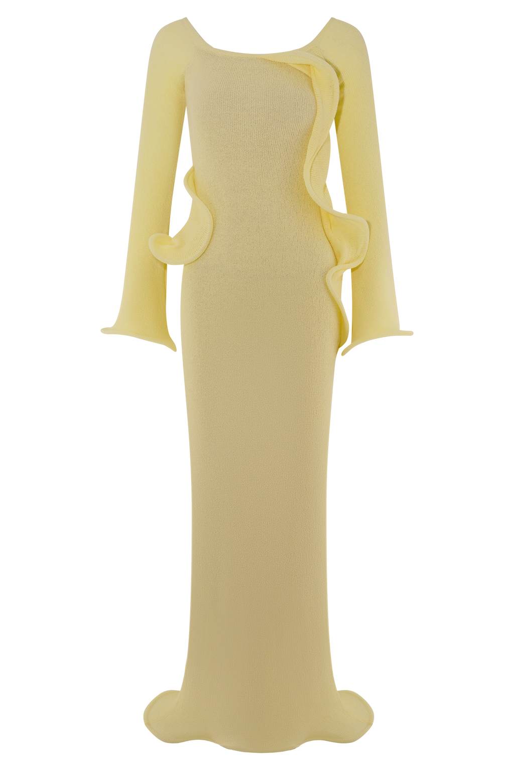 Off Shoulder Knit Maxi Dress - Lemon