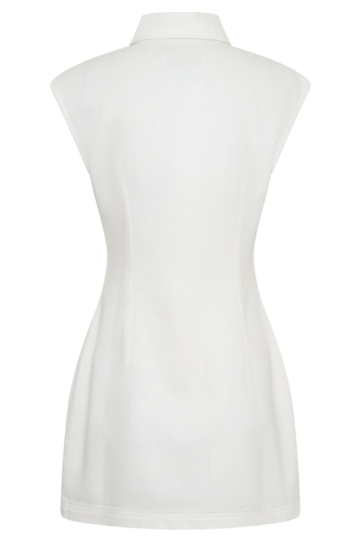 Collared Mini Denim Dress - White
